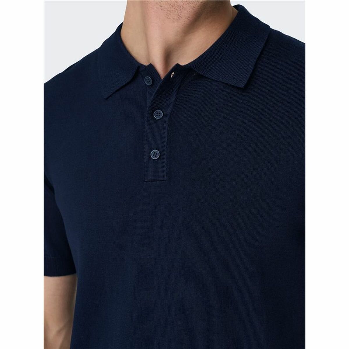 Mens Short Sleeve Polo Shirt Only & Sons Onswyler Life Reg 14 Ss Knit Stormy