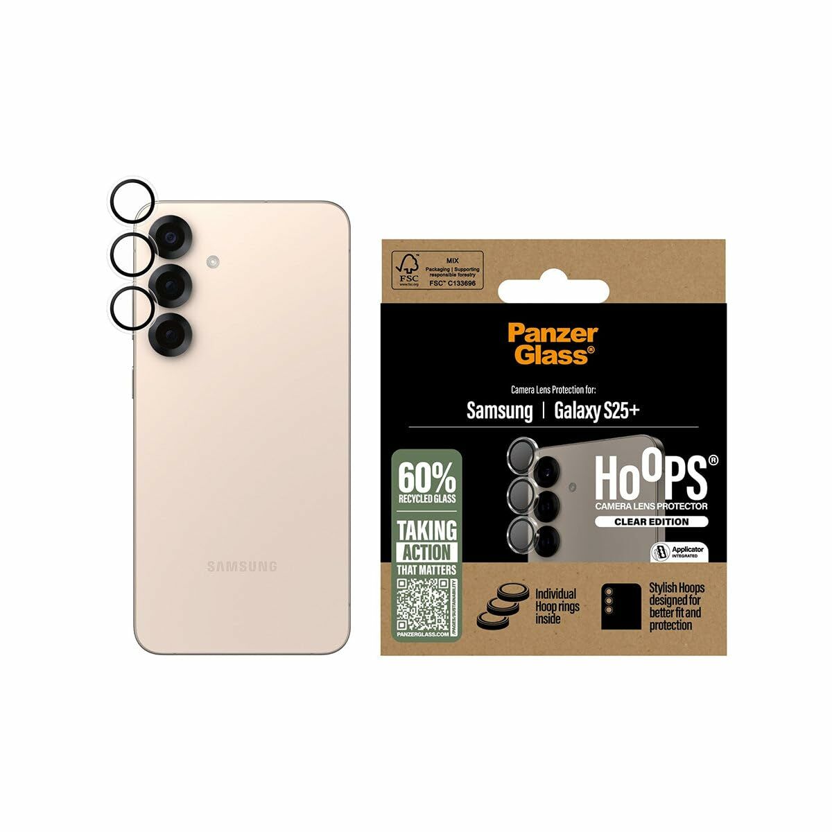 Mobile cover PanzerGlass Hoops Lens Protector Galaxy S25 Plus Transparent