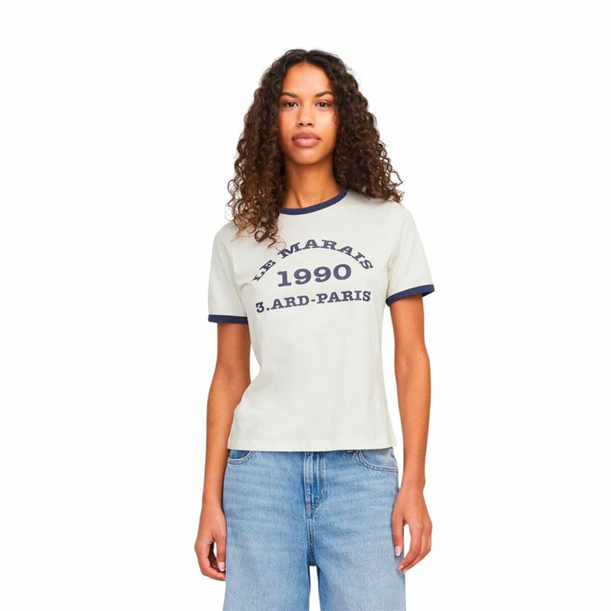 Women’s Short Sleeve T-Shirt Jack & Jones Jxperle Reg Fit White Women’s Short Sleeve T-Shirt Jack & Jones Jxperle Reg Fit White