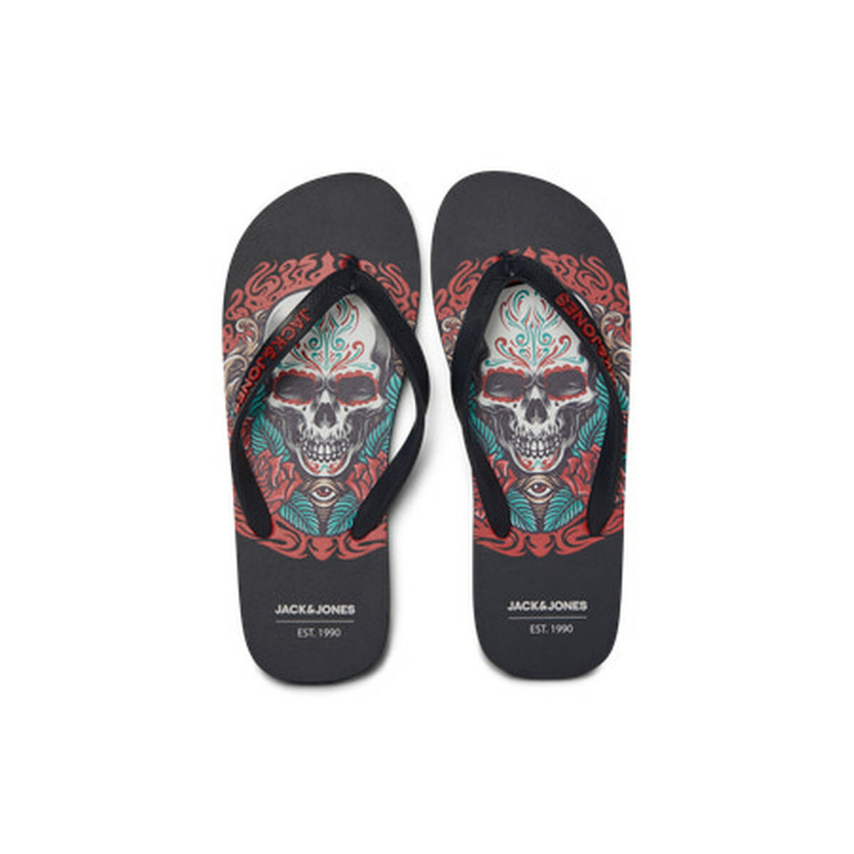 Men’s Flip Flops Jack & Jones JFWSKULLS Black