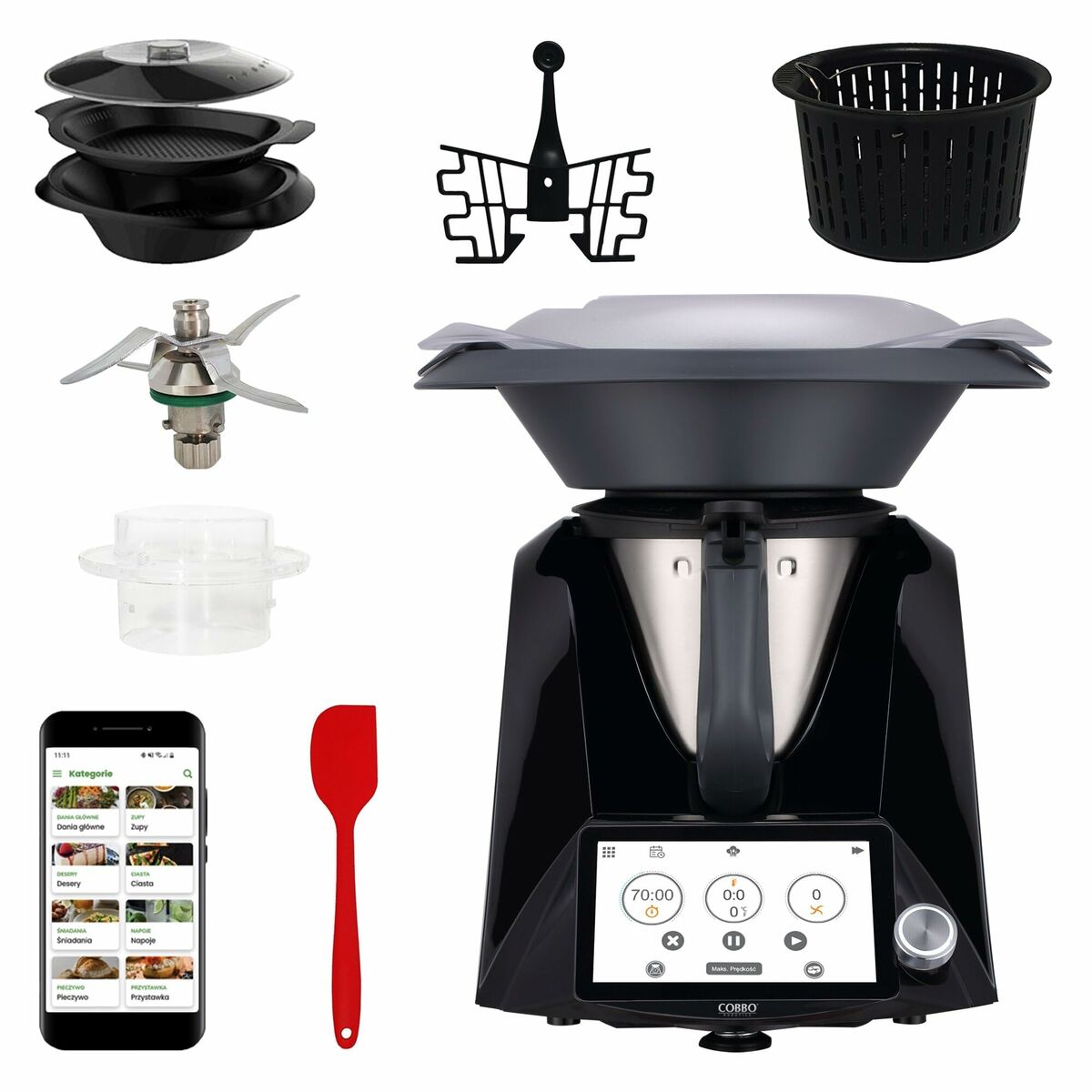 Food Processor Cobbo TC-7B Black Silver 1500 W 2 L