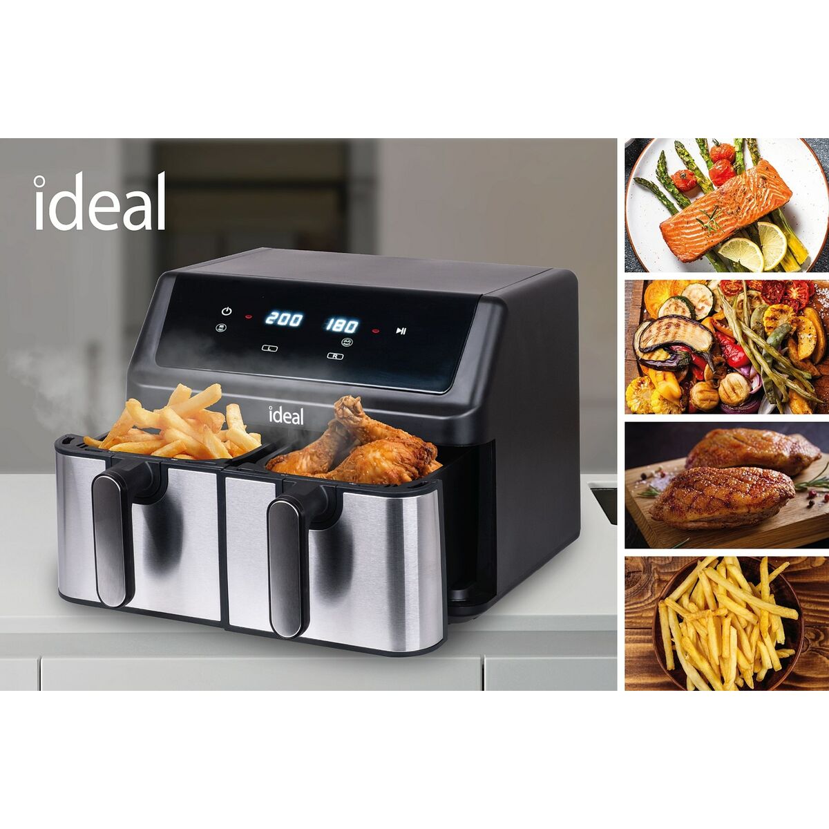 Air Fryer Eldom IK1500 dualcrisp Black 2000 W 9 L