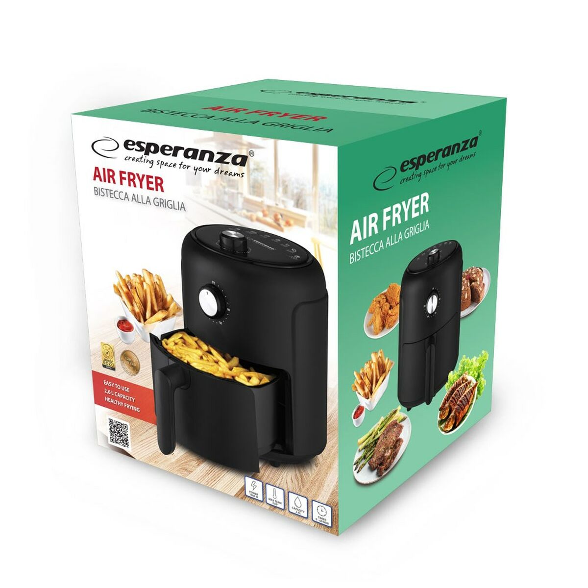 Air Fryer Esperanza EKA001 Black 1000 W 2,6 L