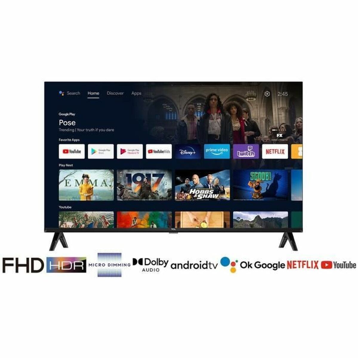 Smart TV TCL 40″ Full HD LED HDR D-LED HDR10