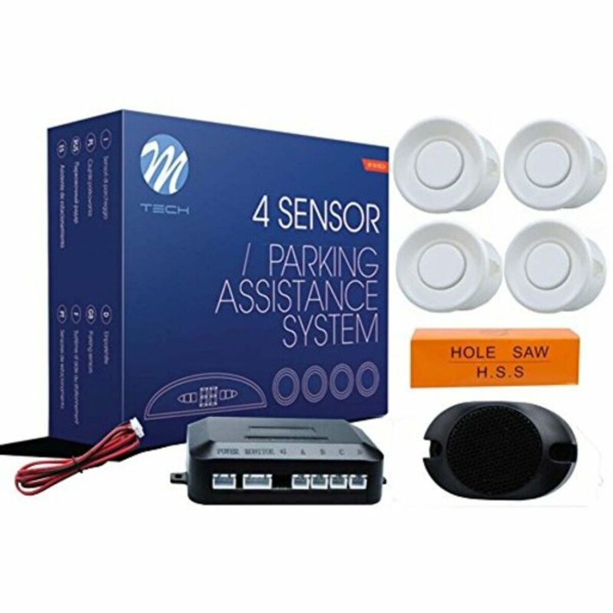 Parking Sensor M-Tech CP7W White 4 pcs 0,3 – 3 m