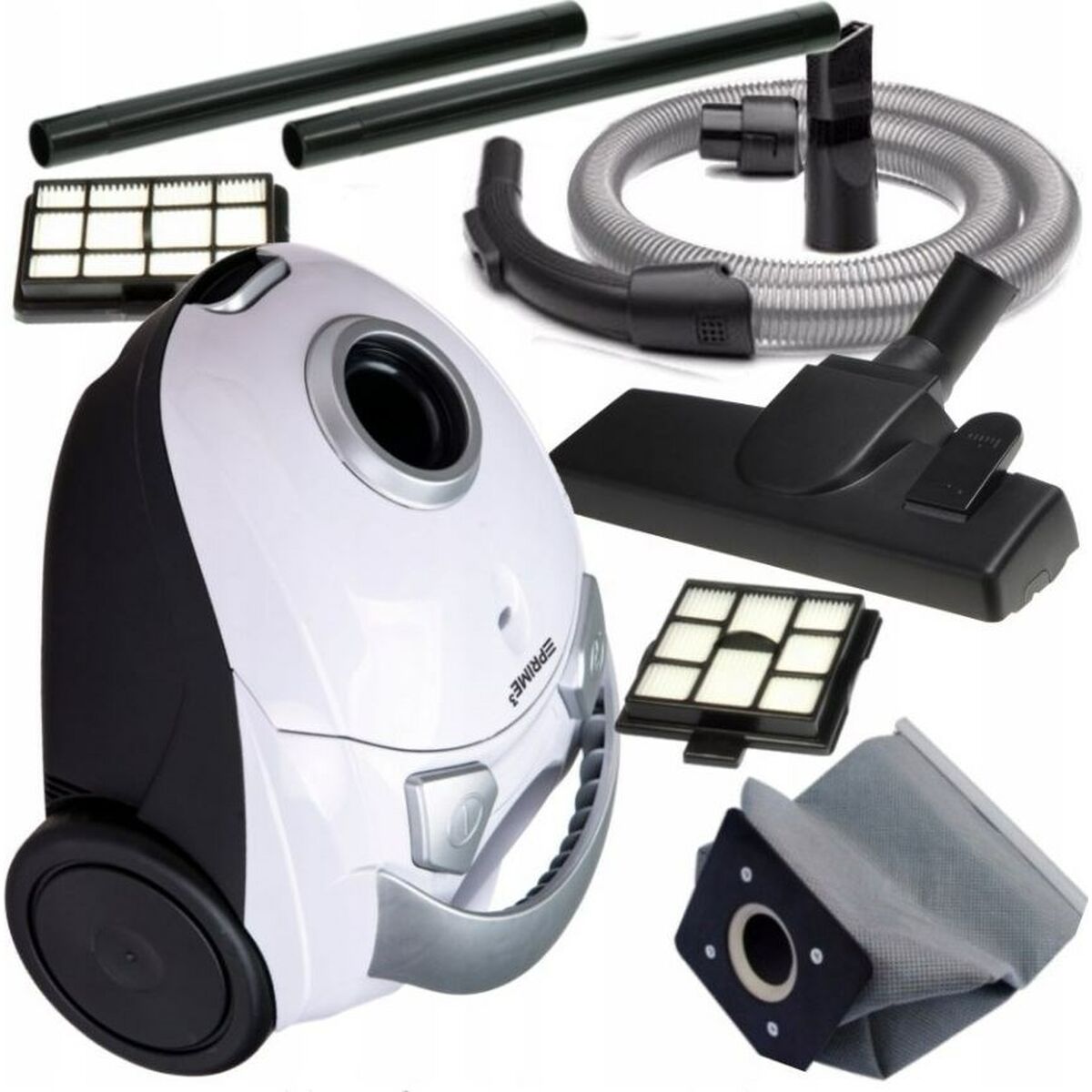 Bagged Vacuum Cleaner Prime3 White Black 700 W