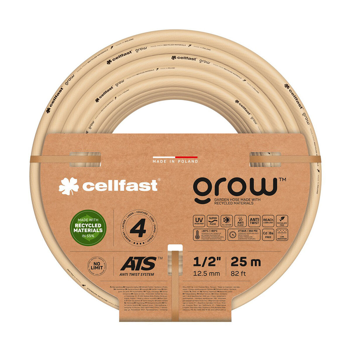 Hose Cellfast Grow 15 m Plastic Beige 1/2″