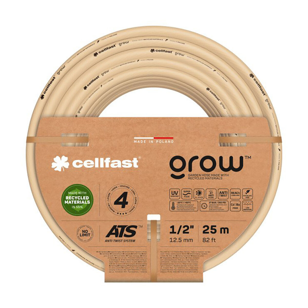 Hose Cellfast Grow 15 m Plastic 3/4″ Ø 19 mm Beige