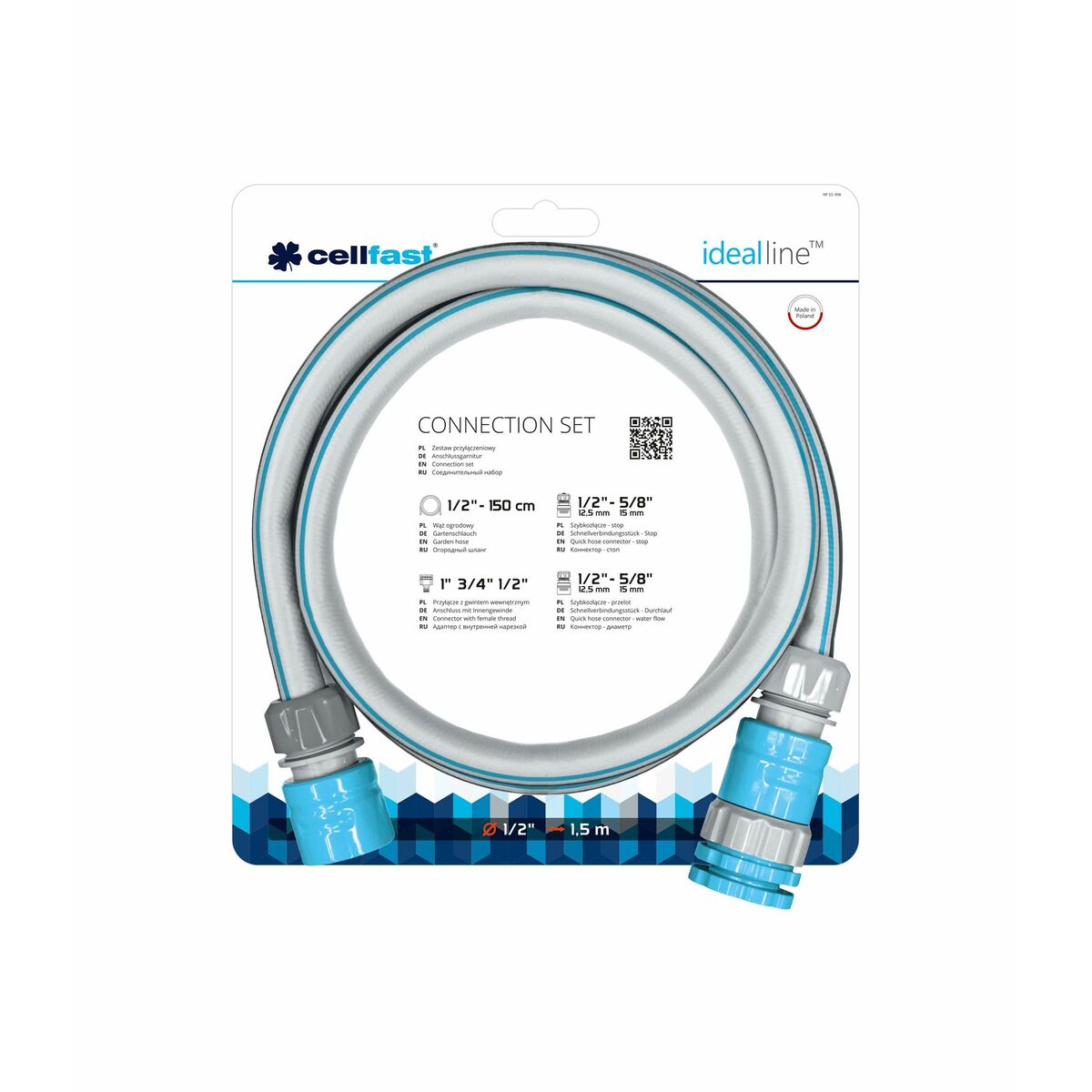 Quick connection set for hose reel cart Cellfast  12,5 mm 3 Pieces