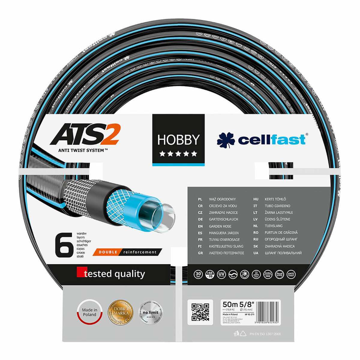 Hose Cellfast Hobby Ats2 PVC 50 m  15 mm 6 layers Hose Cellfast Hobby Ats2 PVC 50 m  15 mm 6 layers