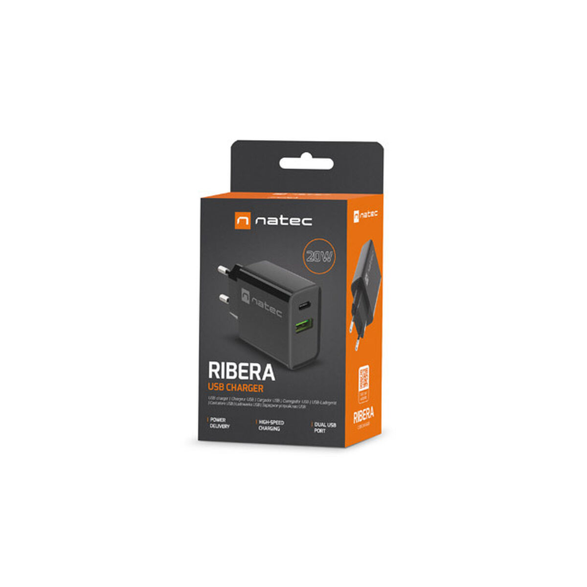 Wall Charger Natec RIBERA NUC-2062 Black 20 W Wall Charger Natec RIBERA NUC-2062 Black 20 W