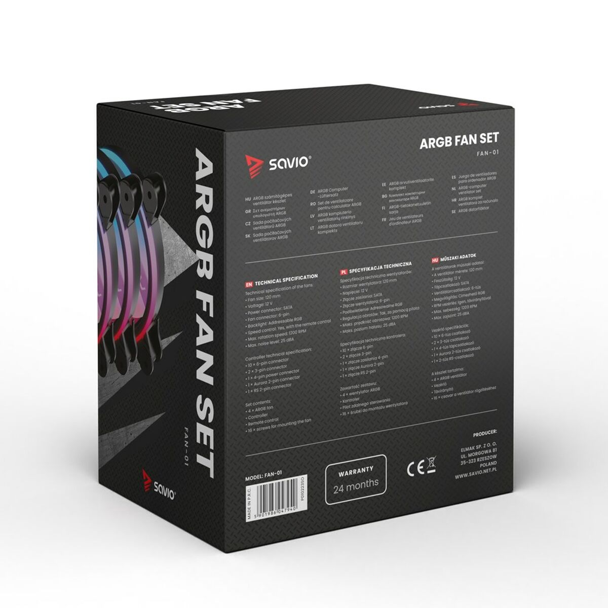 Box Ventilator Savio FAN-01 ARGB  12 cm