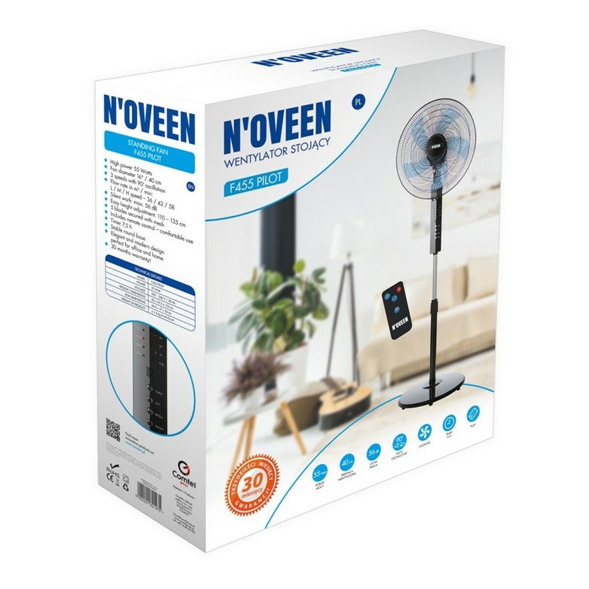 Freestanding Fan N’oveen F455 Black 55 W