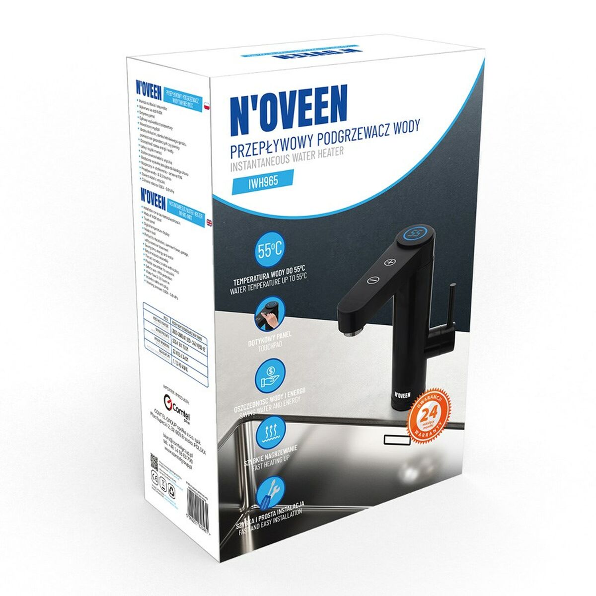 Kettle N’oveen PODGRZEWACZ IWH965 Black Stainless steel 3600 W 3000 W