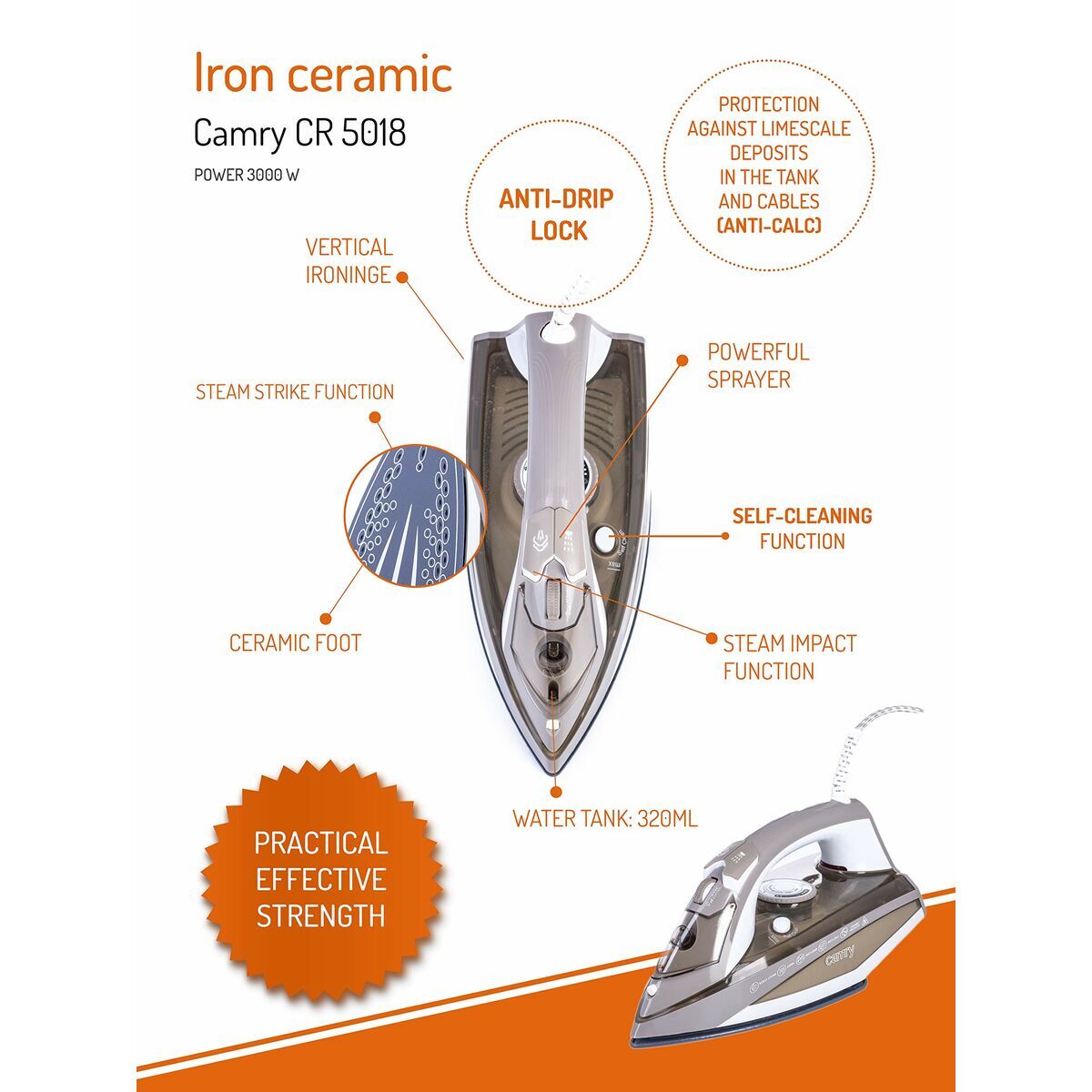 Steam Iron Camry CR 5018 3000 W