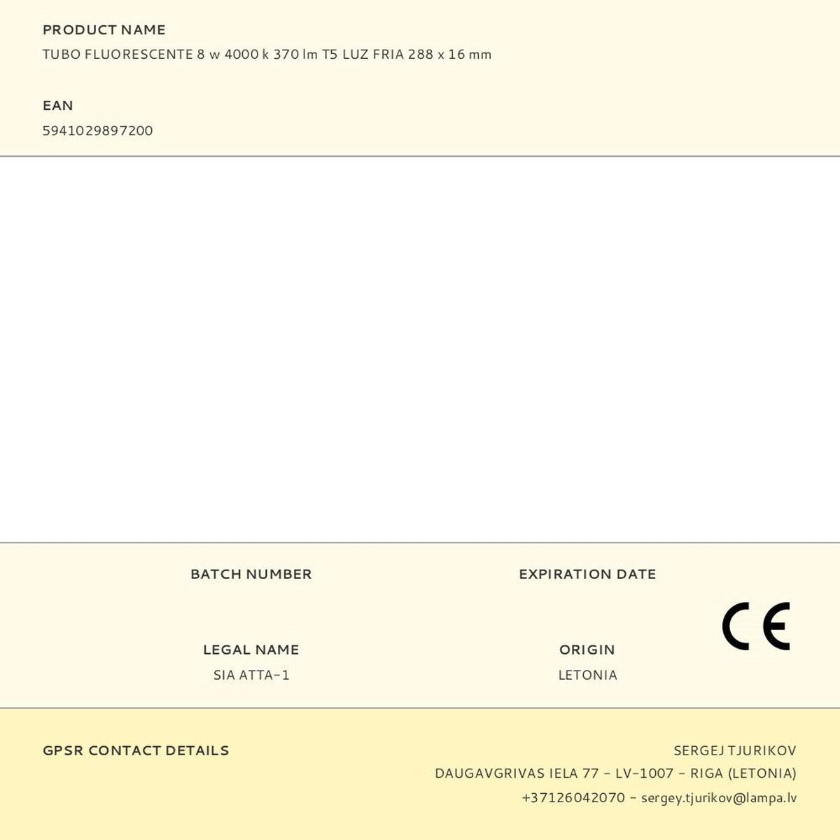 Fluorescent pipe Patron 8W G-5 (4000 K)