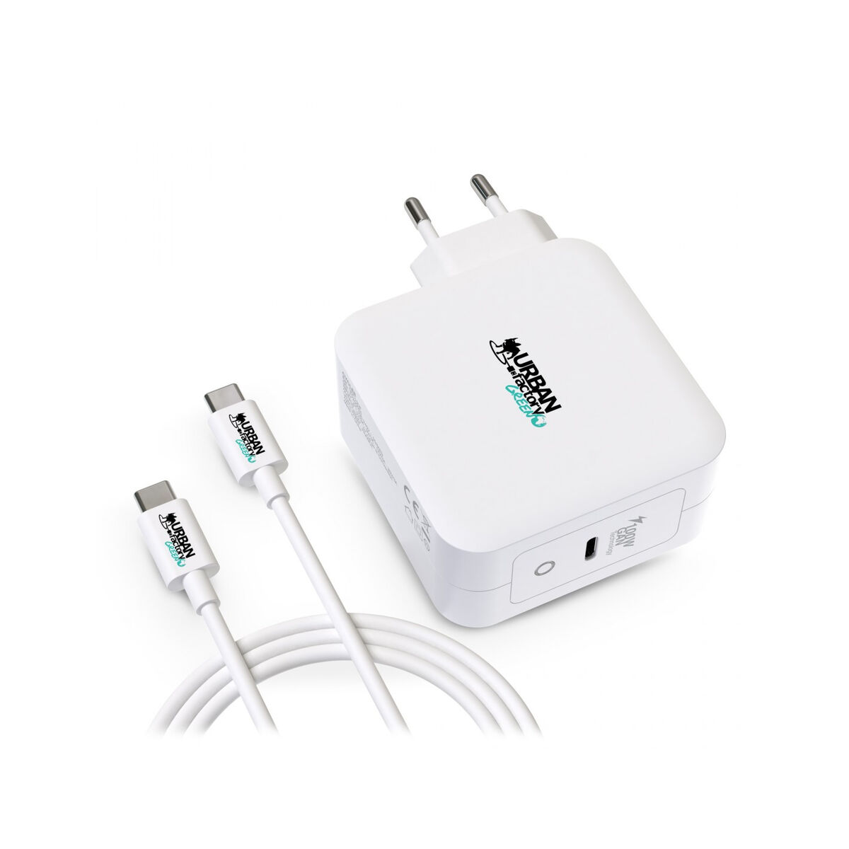 Wall Charger + USB C Cable Urban Factory GSC10UF White Wall Charger + USB C Cable Urban Factory GSC10UF White