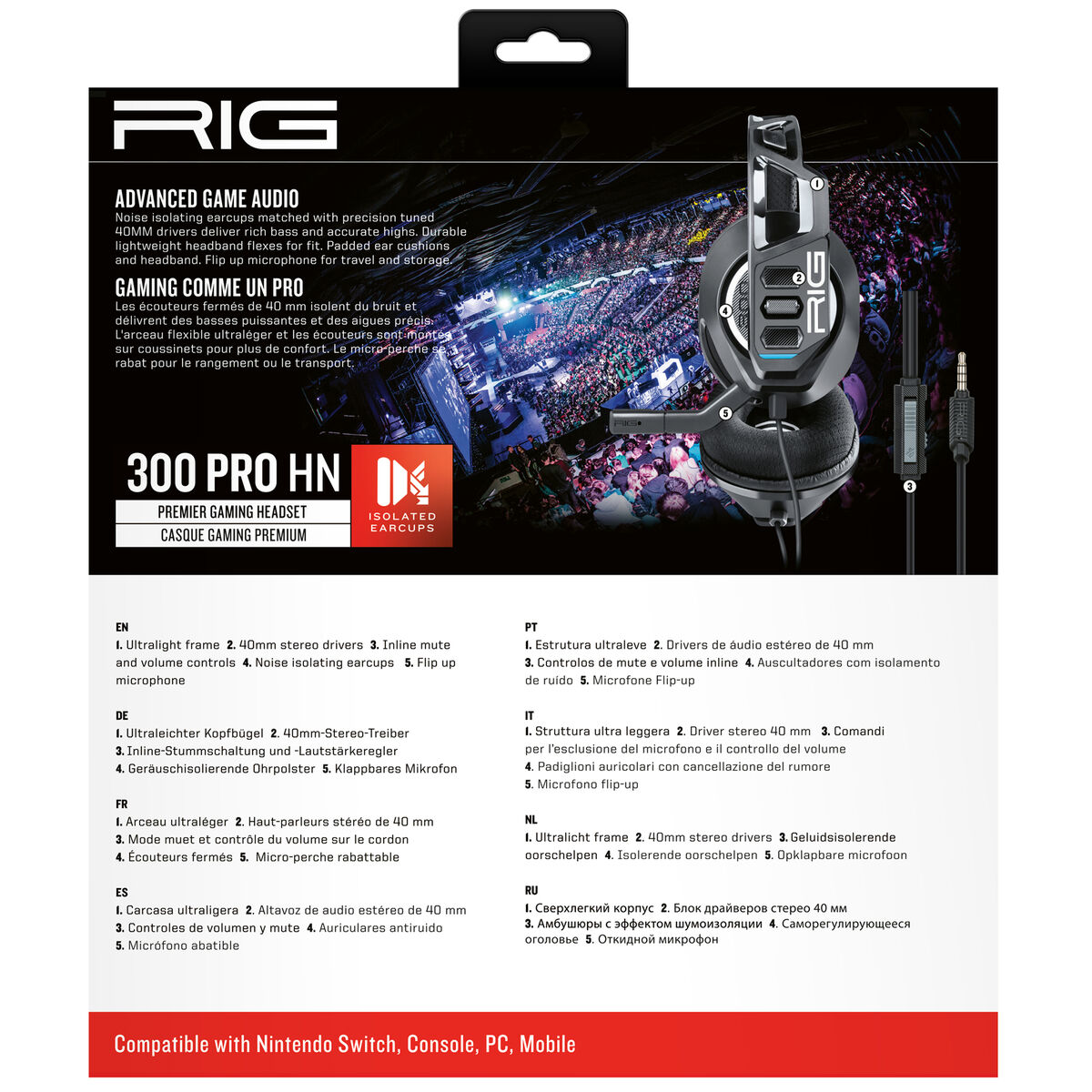 Headphones Nacon 300 PRO HN Black