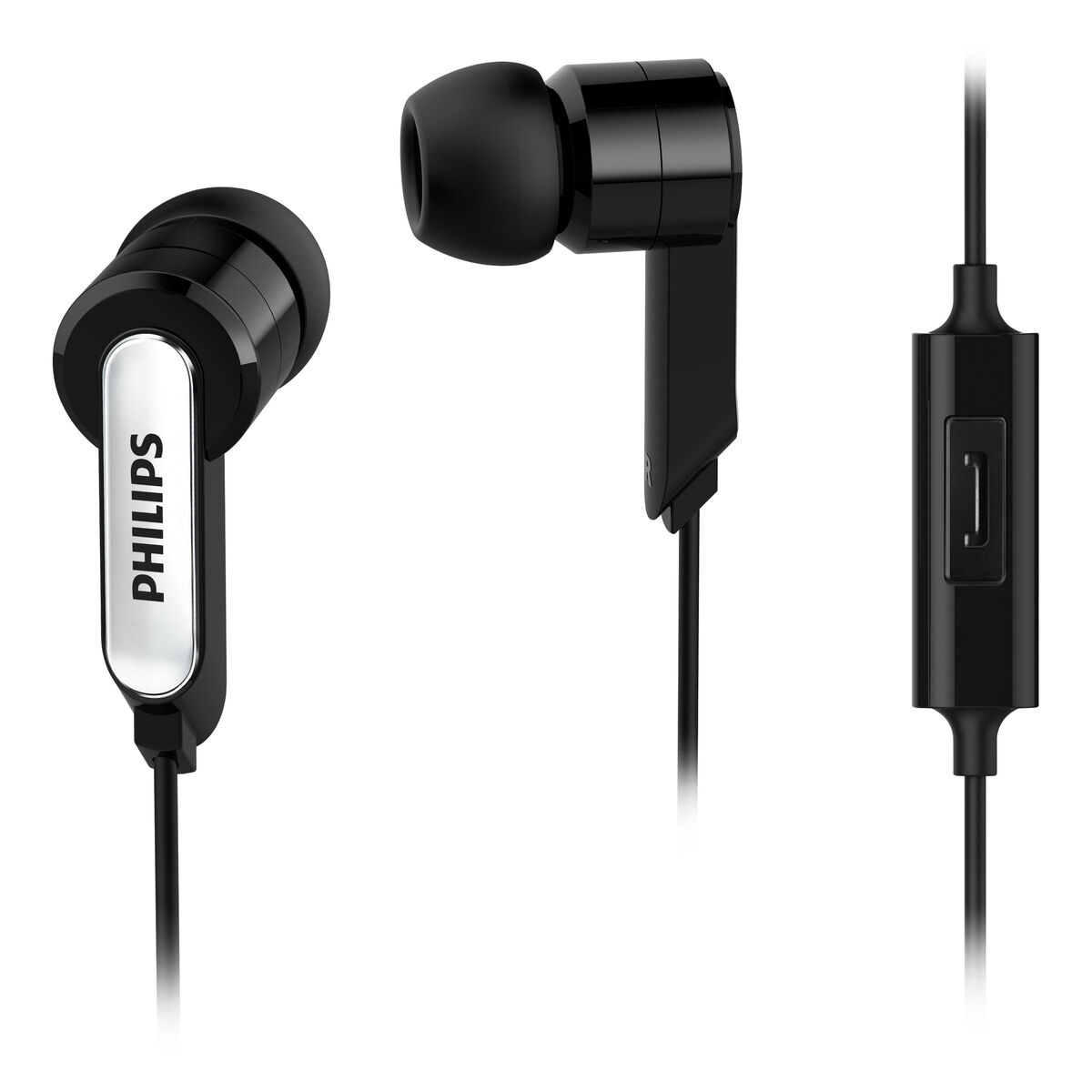 Headphones with Microphone Philips SHE1405BK/10 Black Silicone