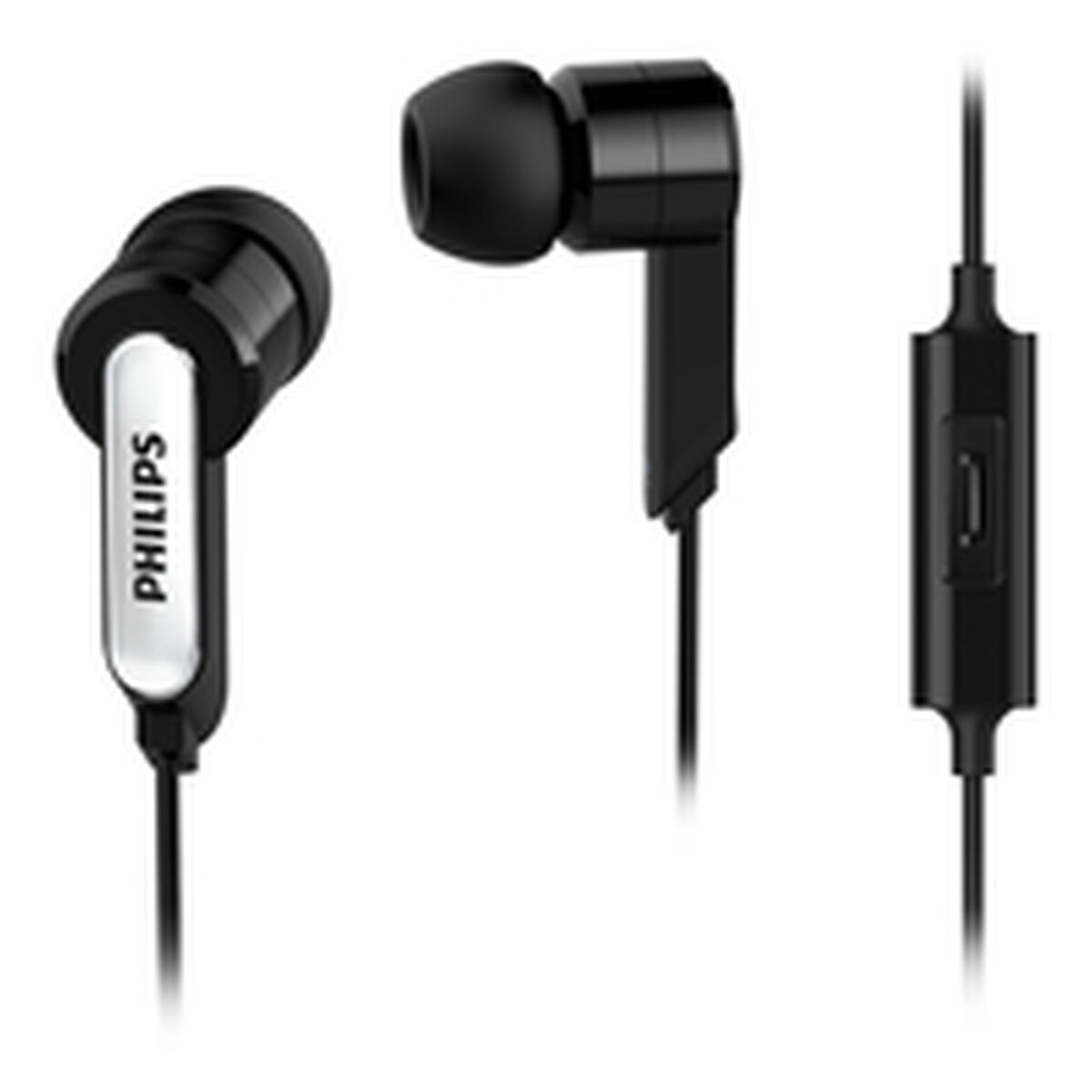 Headphones with Microphone Philips SHE1405BK/10 Black Silicone