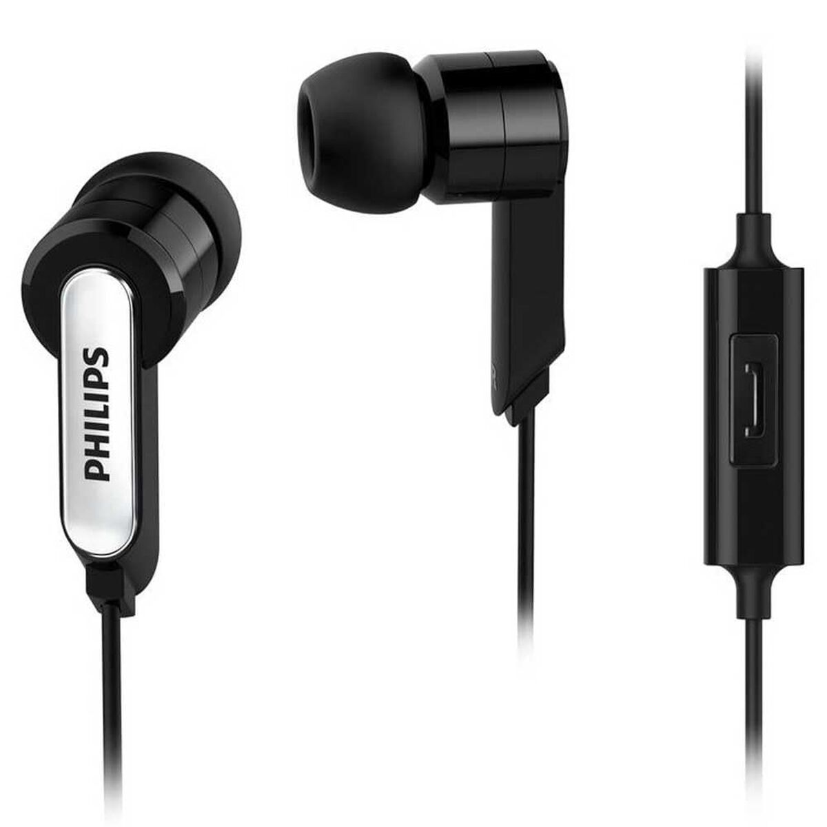 Headphones with Microphone Philips SHE1405BK/10 Black Silicone
