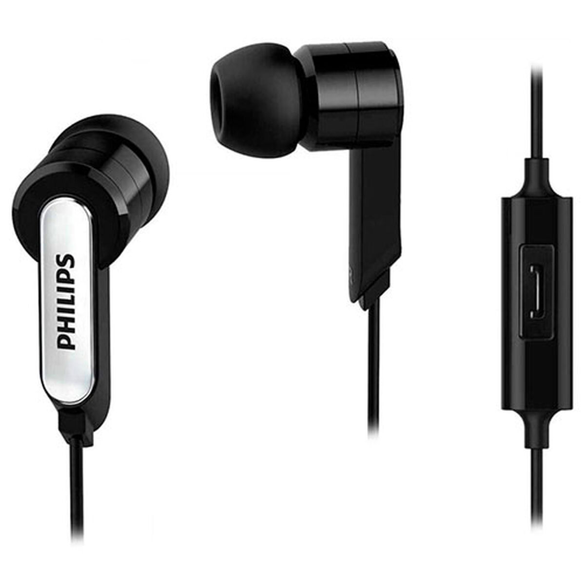 Headphones with Microphone Philips SHE1405BK/10 Black Silicone