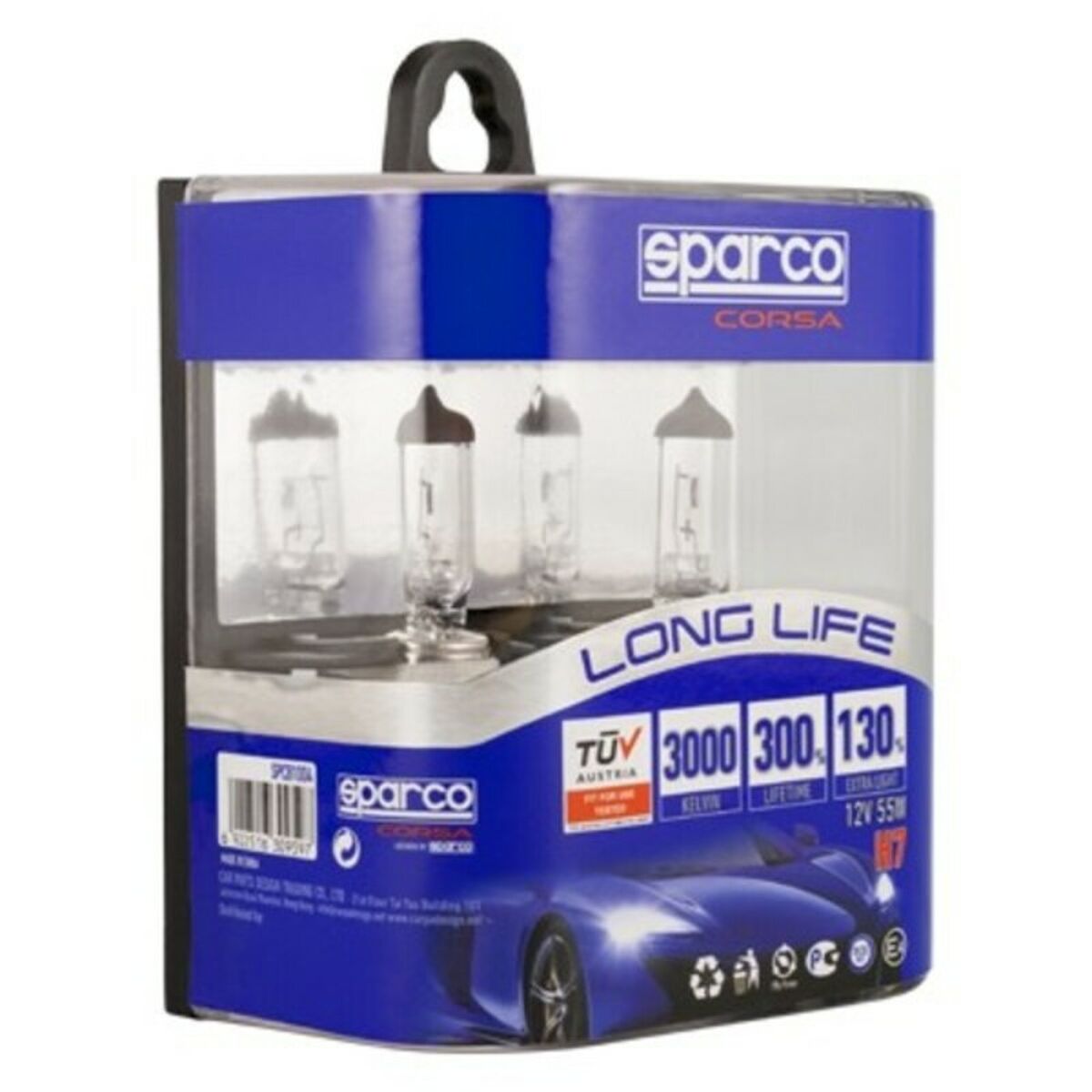 Car Bulb Sparco Long Life E-Mark H7 12V 55W 3000K Car Bulb Sparco Long Life E-Mark H7 12V 55W 3000K
