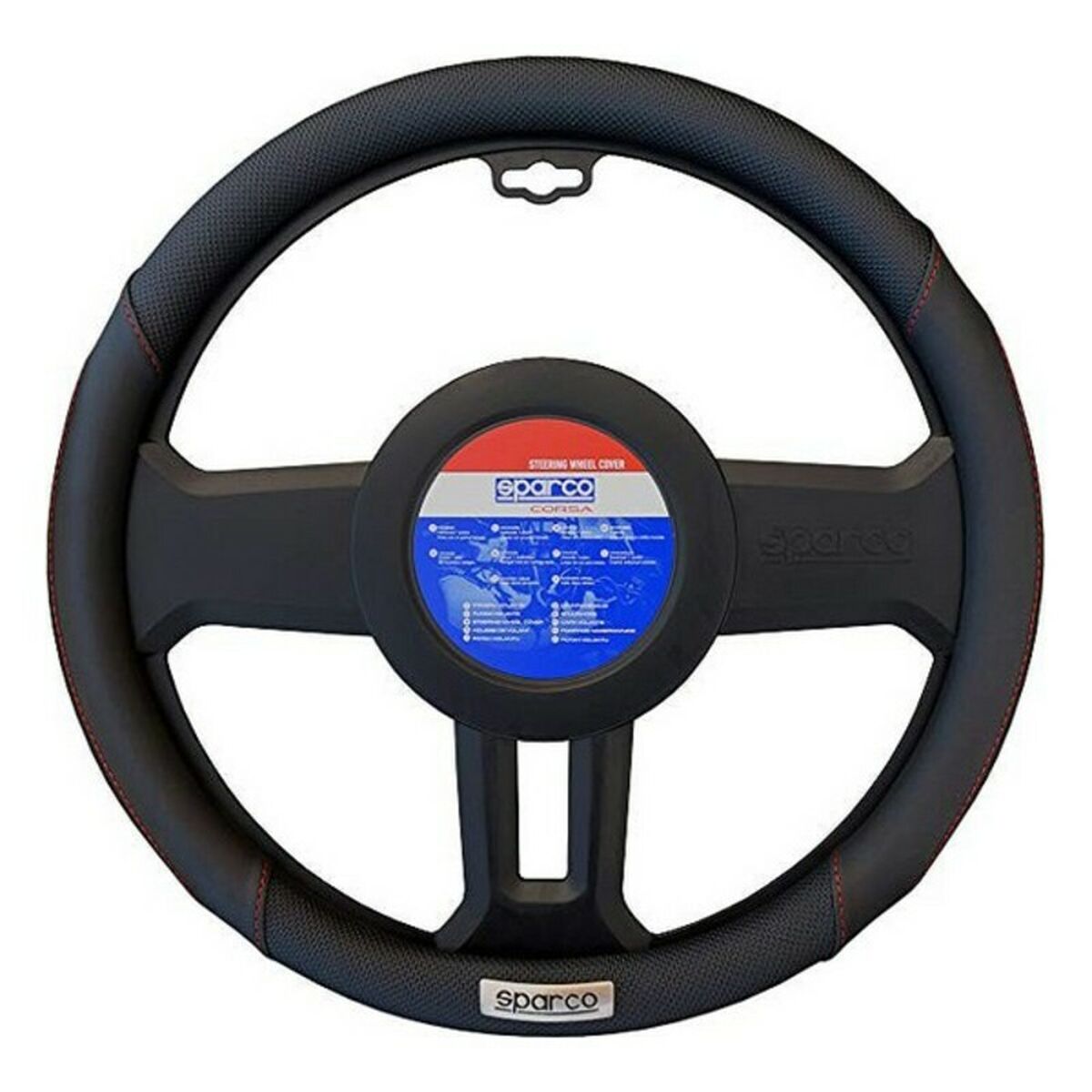 Steering Wheel Cover Sparco SPC1113BK Black Red ( 36 – 38 cm) Steering Wheel Cover Sparco SPC1113BK Black Red ( 36 – 38 cm)