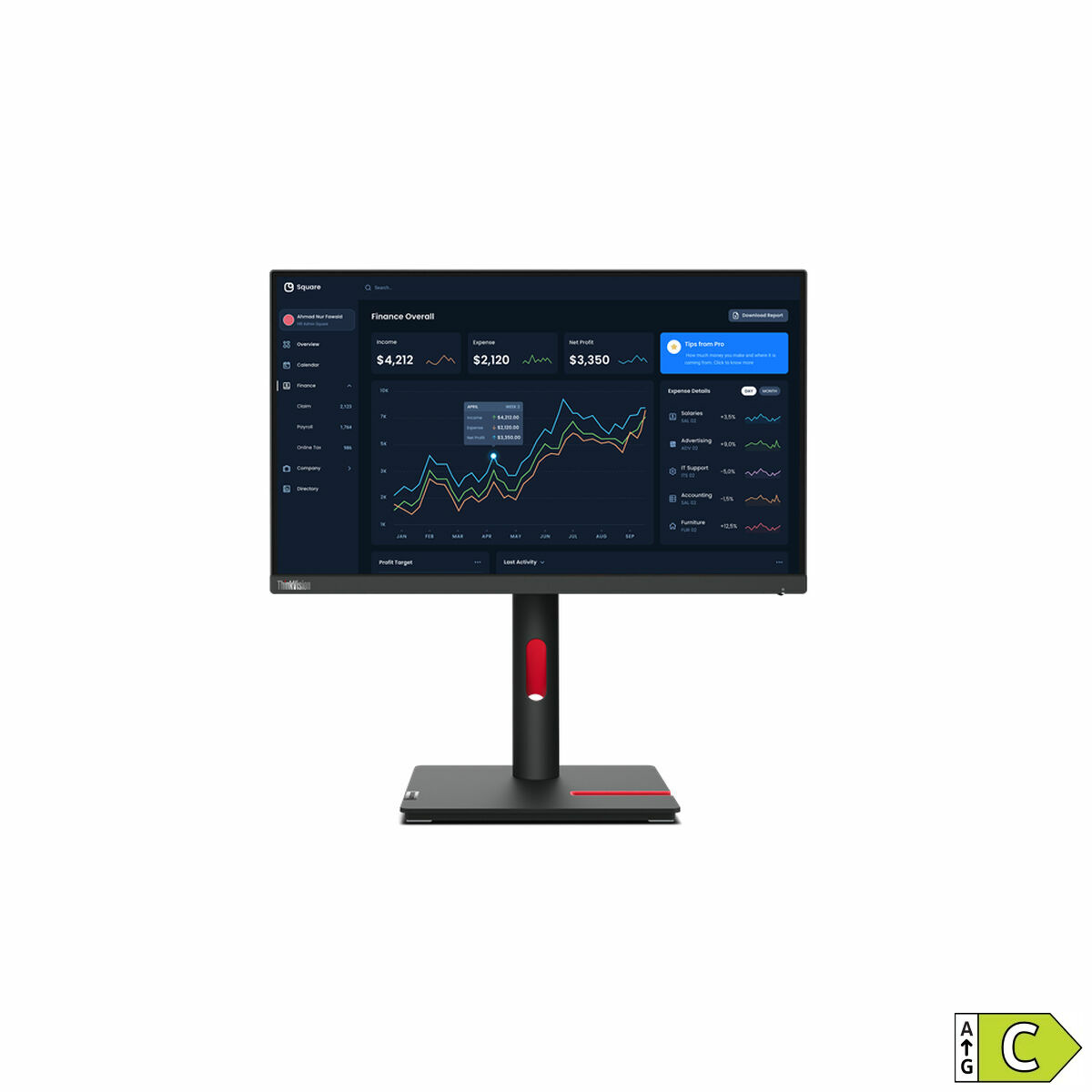 Monitor Lenovo ThinkVision T22i-30 21,5″ LED IPS 60 Hz 50-60 Hz