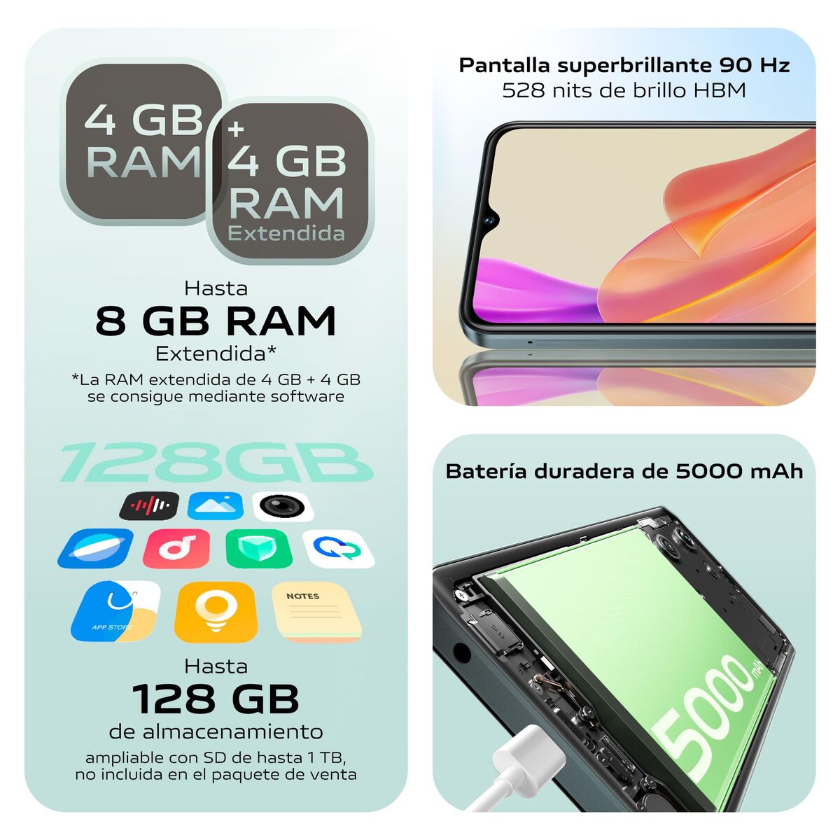 Smartphone Vivo Y03 6,56″ MediaTek Helio G85 4 GB RAM 128 GB Black
