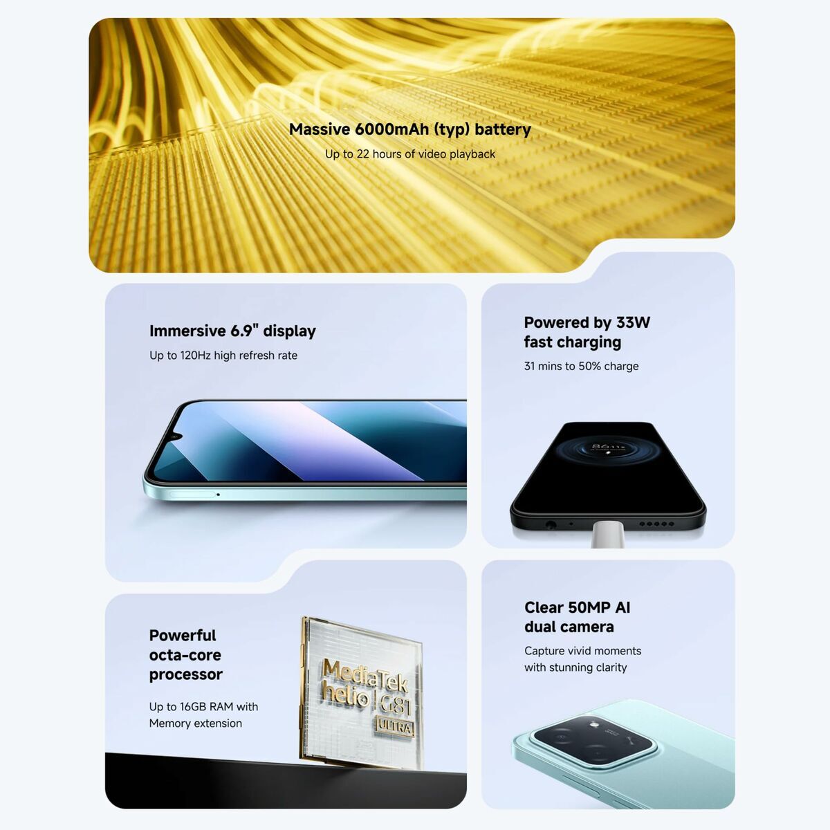 Smartphone Poco C85 6,9″ Octa Core 6 GB RAM 128 GB Green