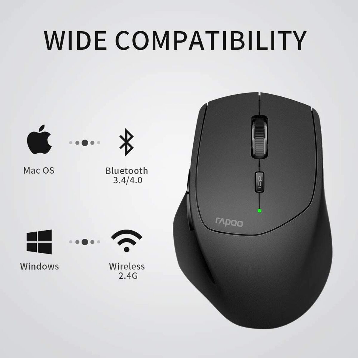 Mouse Rapoo Black Green 1600 dpi