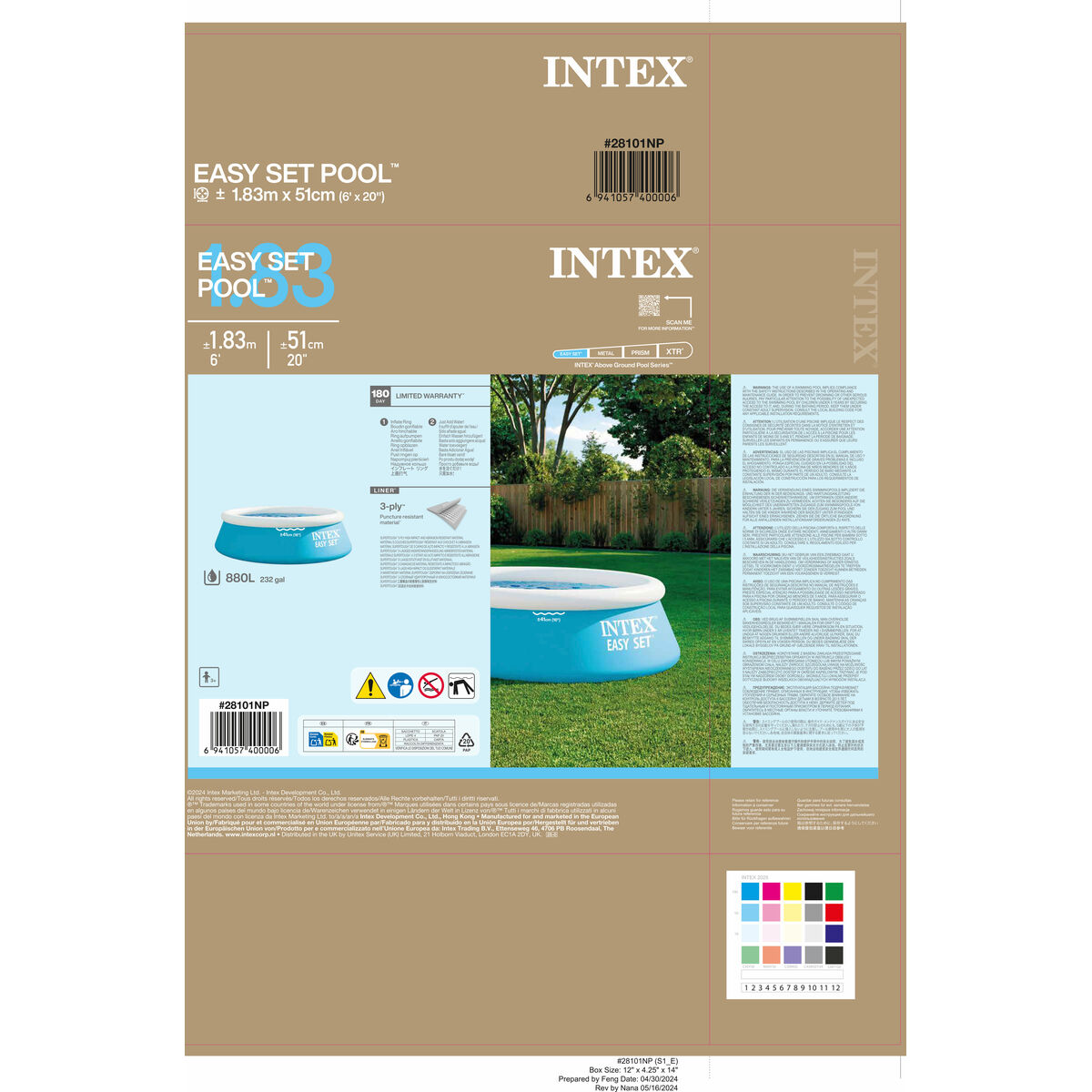 Inflatable pool EASY SET Intex 28101NP 886 L 880 L 183 x 51 x 183 cm