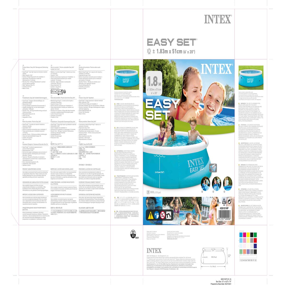 Inflatable pool Easy Set Intex 886 L (183 x 51 cm)