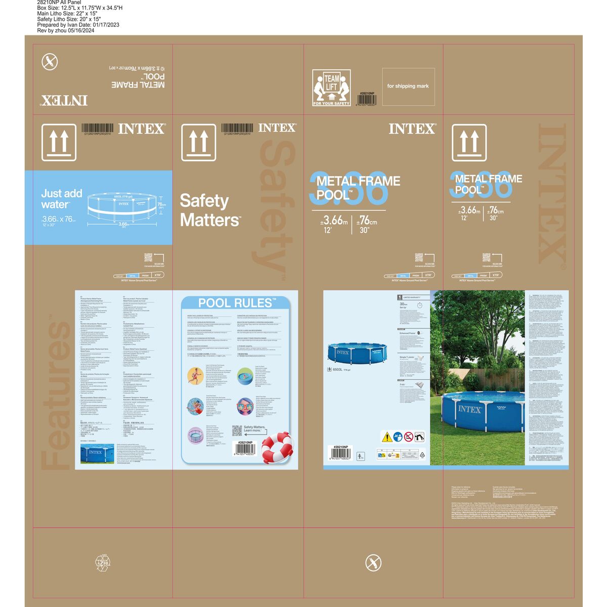 Removable pool Intex 366 x 76 cm 6503 L Circular