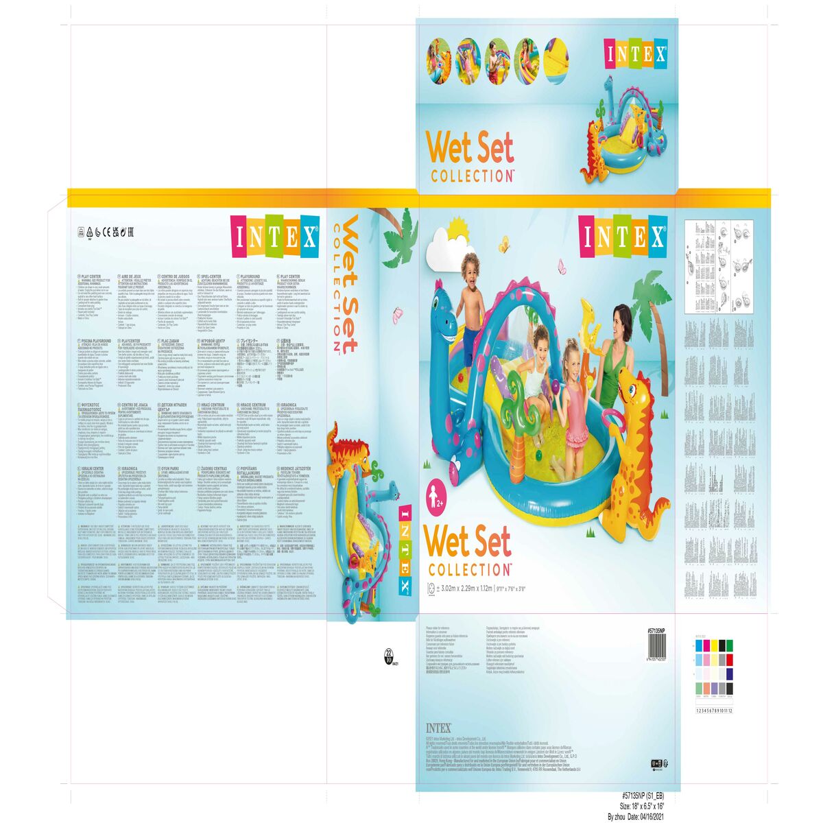 Inflatable Paddling Pool for Children Intex   Dinosaurs Playground 302 x 112 x 229 cm 280 L