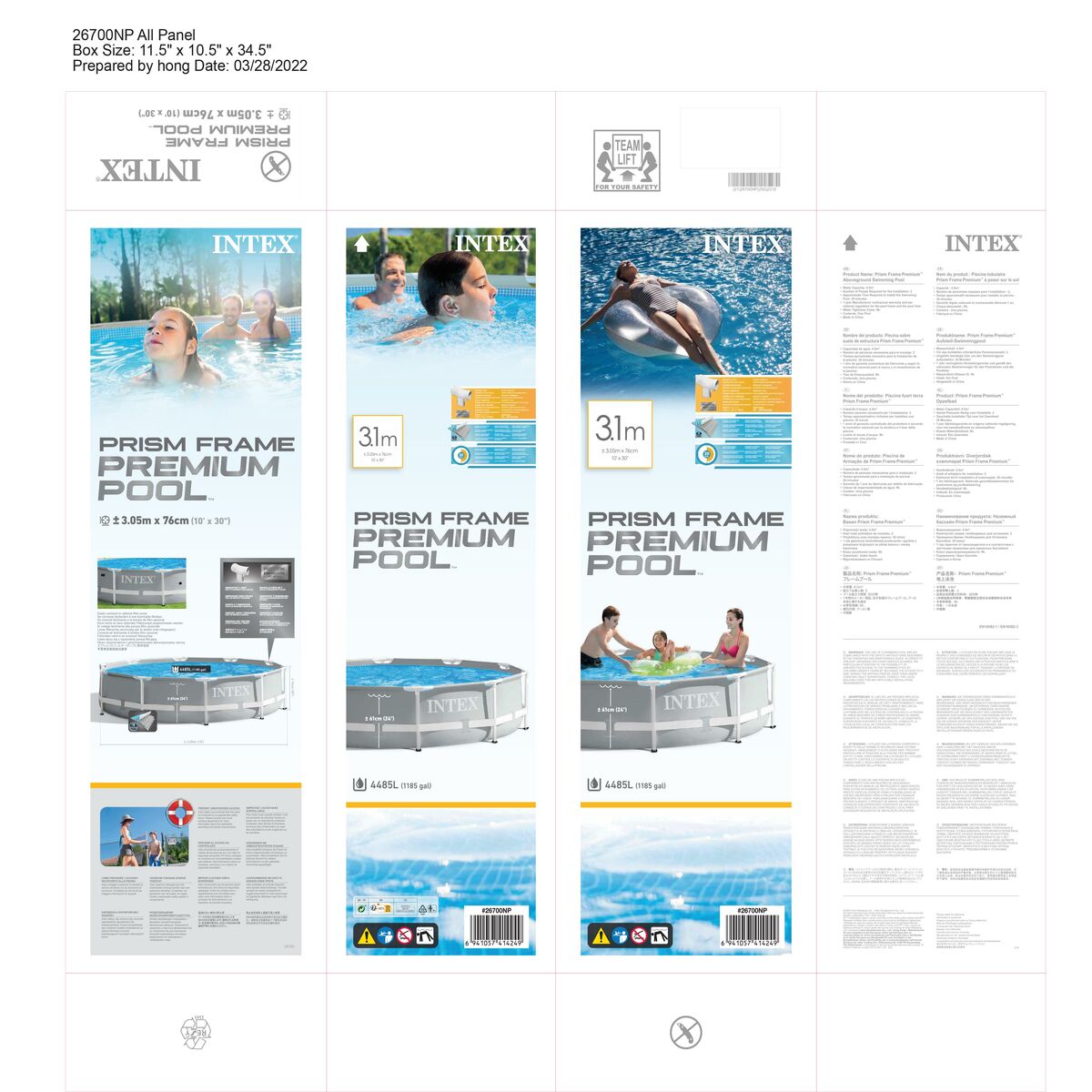 Removable pool Intex 26700NP 305 x 76 x 305 cm 4485 L