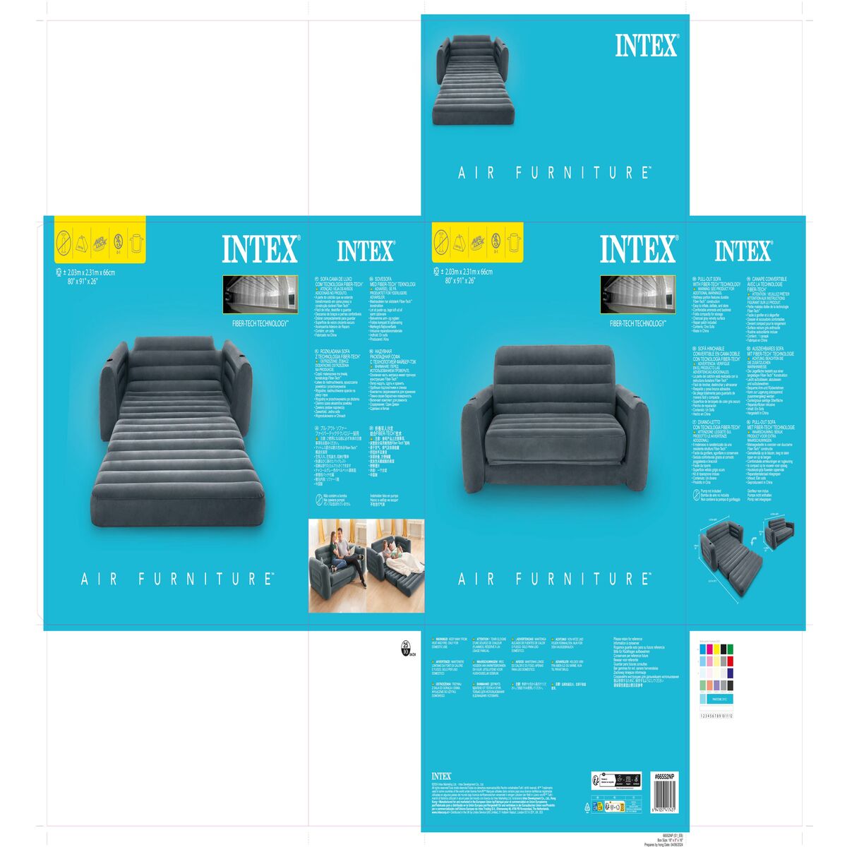 Inflatable Sofa bed Intex Pull-Out 203 x 66 x 224 cm Grey