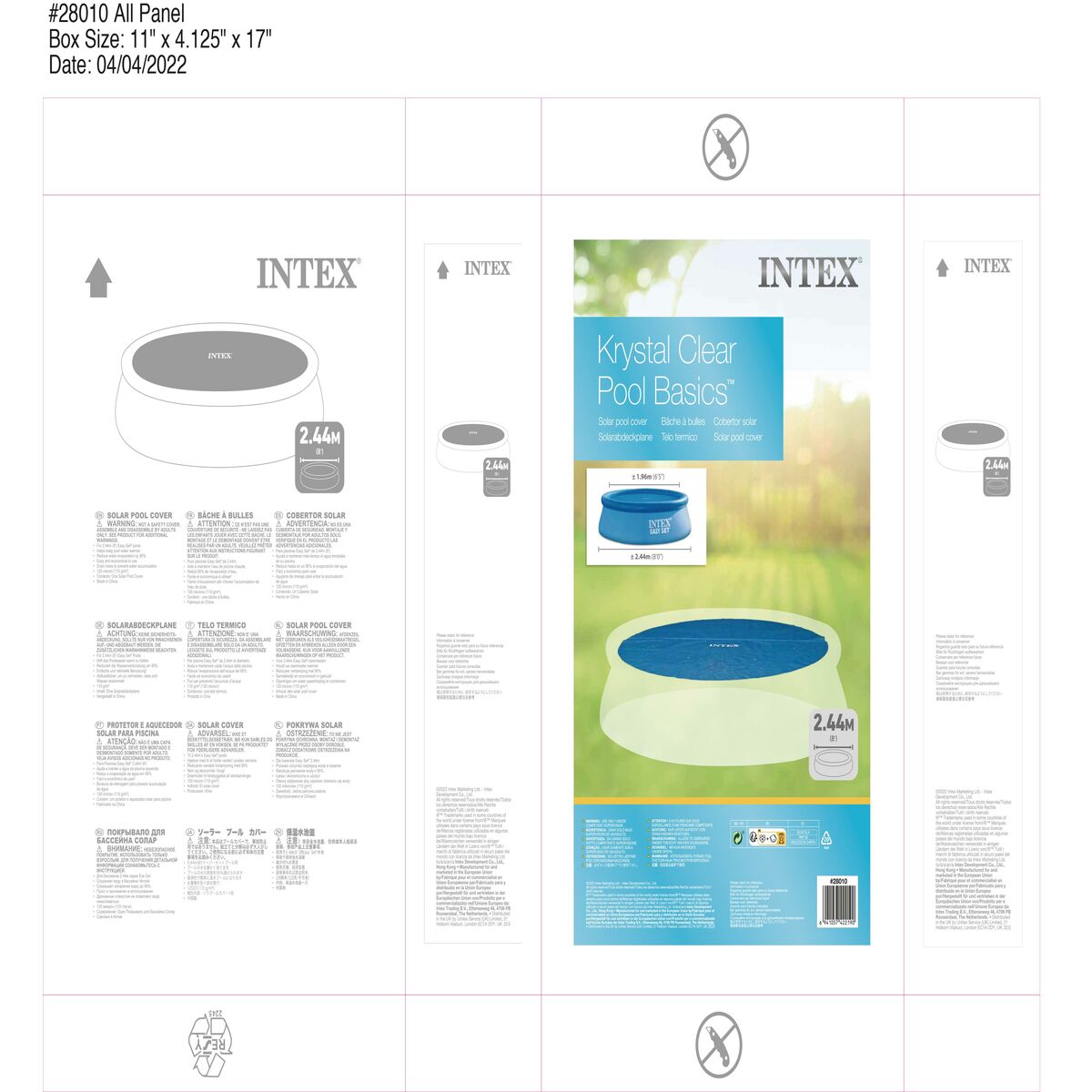Swimming Pool Cover Intex 28010 Circular Solar  244 cm