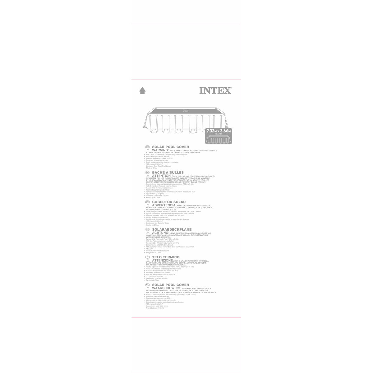 Swimming Pool Cover Intex 28017 Solar 732 x 366 cm