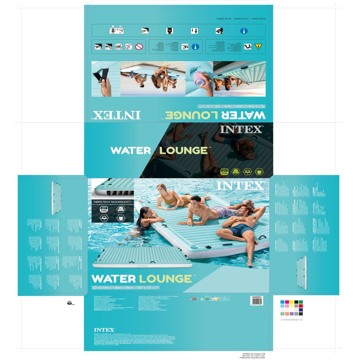 Inflatable Pool Float Intex Blanket White Turquoise 310 x 18 x 183 cm