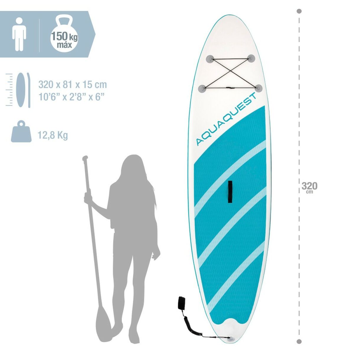 Inflatable Paddle Surf Board with Accessories Intex Aqua Quest 320 Sup