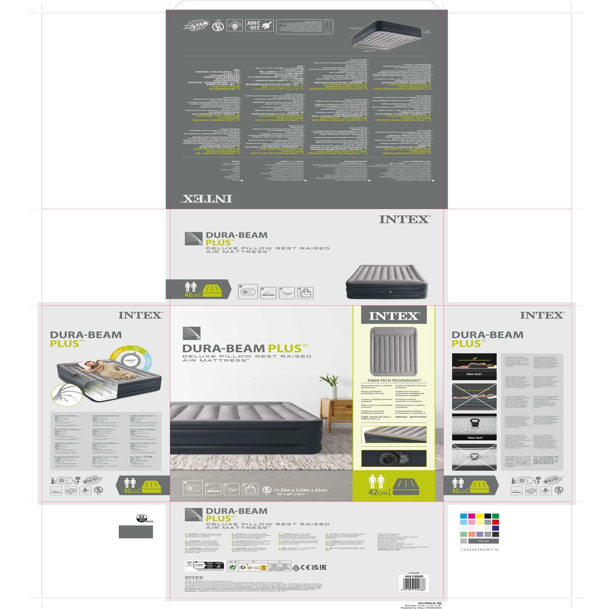 Inflatable Mattress Intex Beam Basic Deluxe Queen 152 x 42 x 203 cm