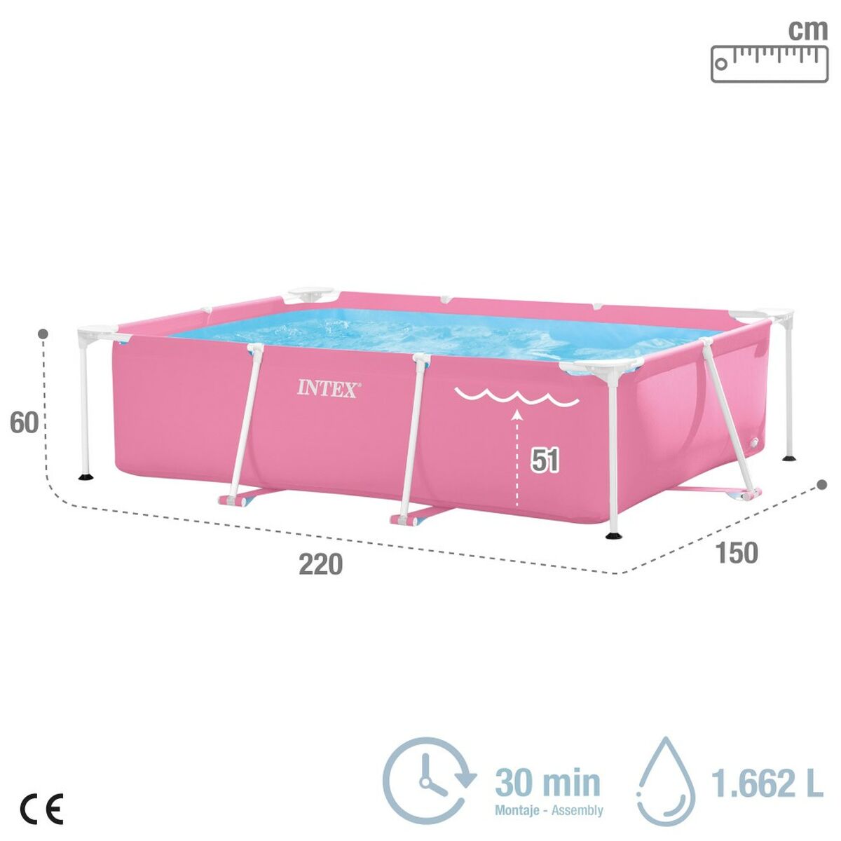 Removable pool Intex Small Frame Familiar 28266NP 220 x 60 x 150 cm Pink