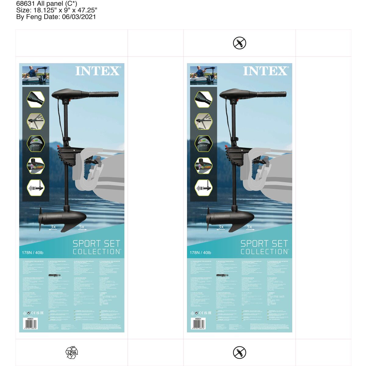 Engine Intex Transom Mount Trolling 12 V 480 W Inflatable Boat Electric