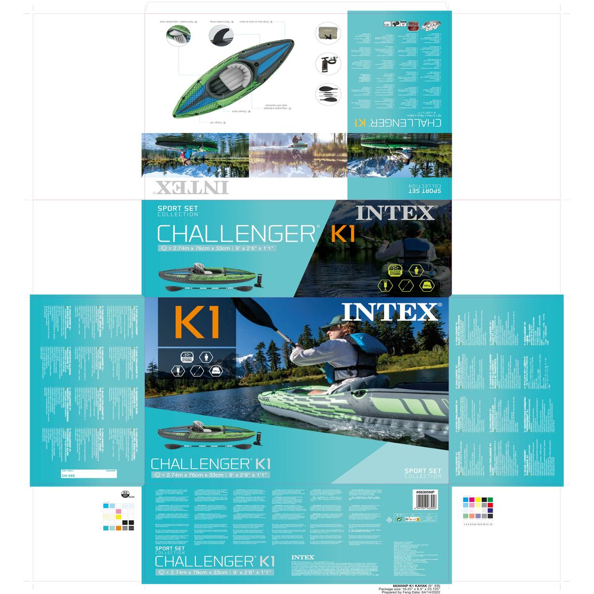 Inflatable Canoe Intex Challenger K1 Green Inflatable 274 x 33 x 76 cm