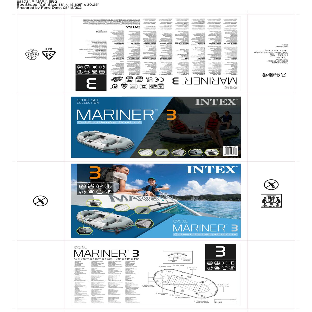 Inflatable Boat Intex Mariner 3 297 x 46 x 127 cm