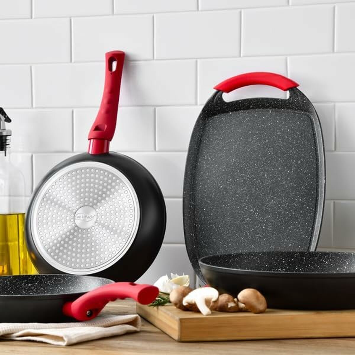 Wok Pan San Ignacio Toledo SG-6268 Ø 26 cm Black Aluminium