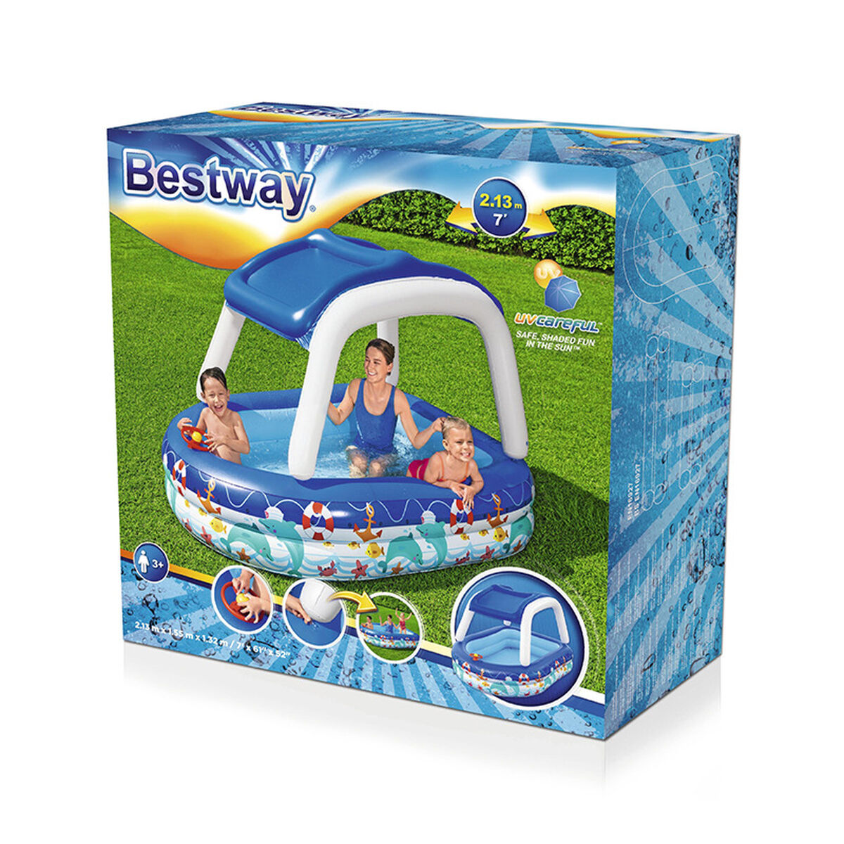 Inflatable Paddling Pool for Children Bestway Multicolour 213 x 155 x 132 cm 175 x 262 x 51 cm Ship