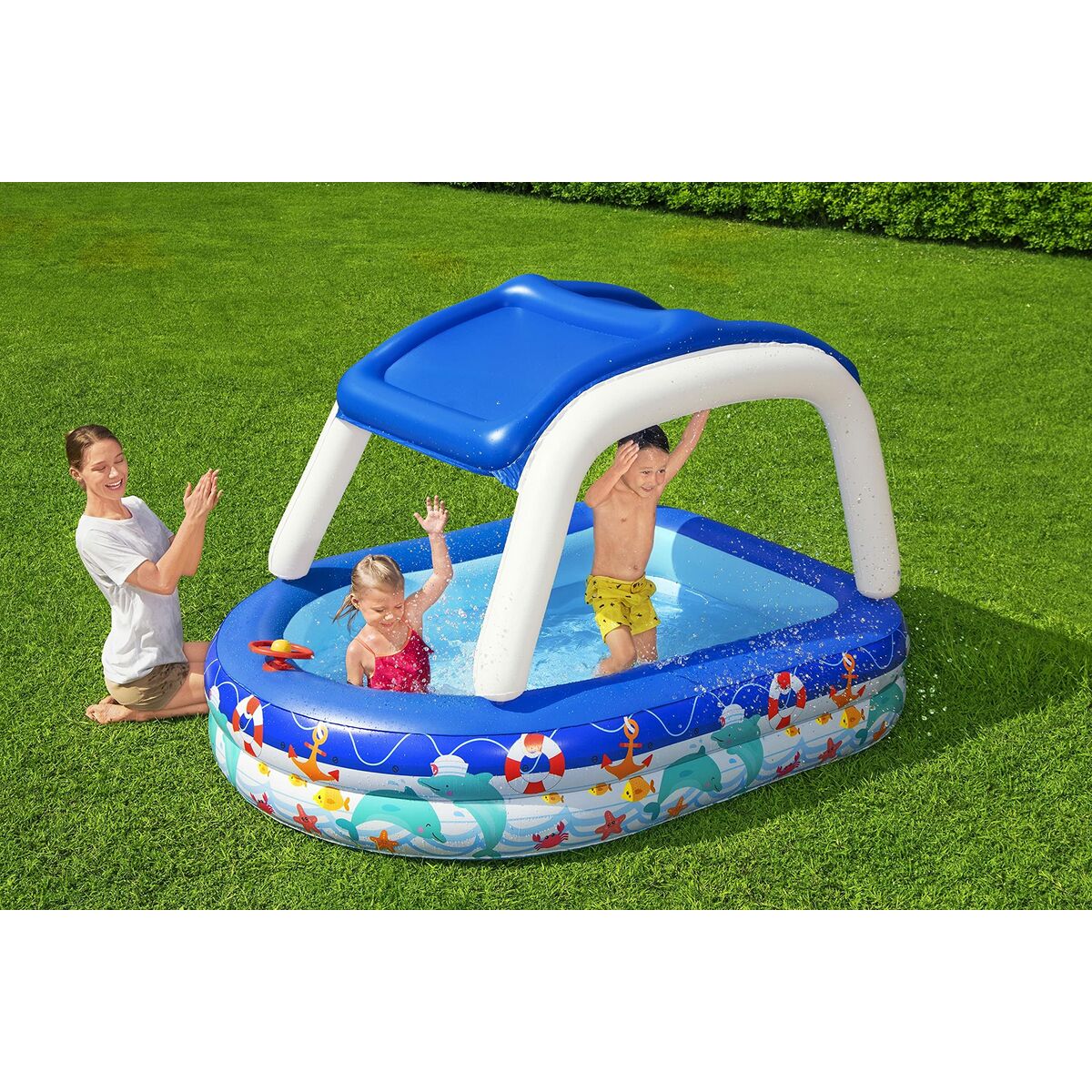 Inflatable Paddling Pool for Children Bestway Multicolour 213 x 155 x 132 cm 175 x 262 x 51 cm Ship